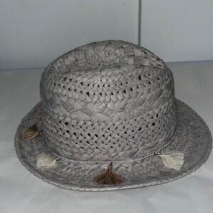 Altar’d State Gray Woven Tassel Fedora Boho Summer Hat Cowgirl